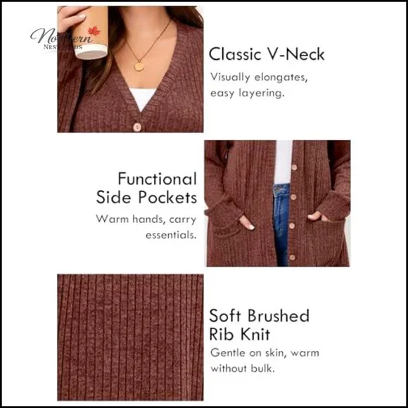 Plus Size Open Front Cardigan Sweater Lightweight Long Sleeve with Pockets - Picture 2 of 7